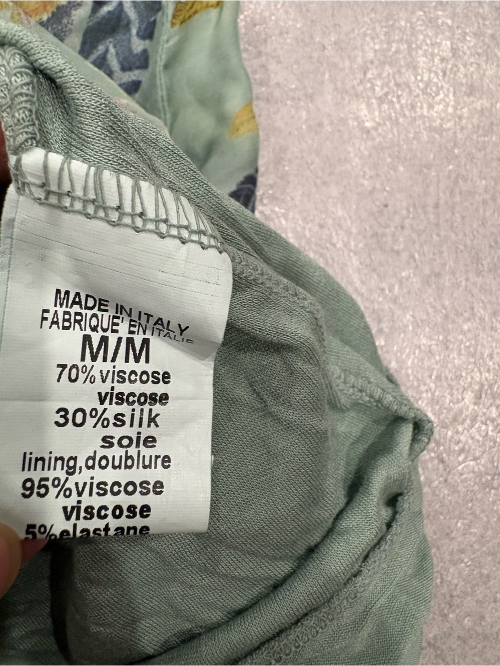 [M]Rosemarine Sleeveless V-Neck Feather Print Silk Blend Midi Dress Light Sage - Picture 6 of 8